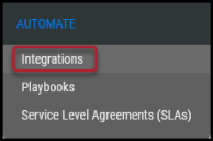 Integrations menu location under the Automate menu.